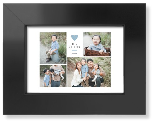 Contemporary Heart Collage Art Print, Black, Signature Card Stock, 5x7, Blue, celeste