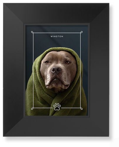 Paw Frame Art Print, -Black-White-Signature Card Stock-5x7