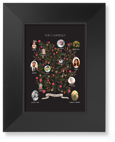 Blooming Family Tree Art Print, -Black-Black-Signature Card Stock-5x7