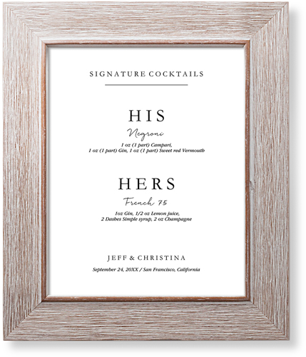 Cocktail Signage Art Print, Rustic, Signature Card Stock, 8x10, White, white