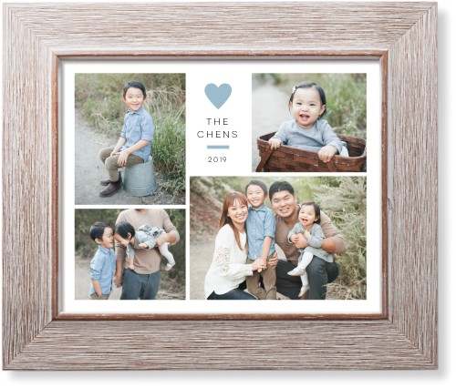 Contemporary Heart Collage Art Print, Rustic, Signature Card Stock, 8x10, Blue