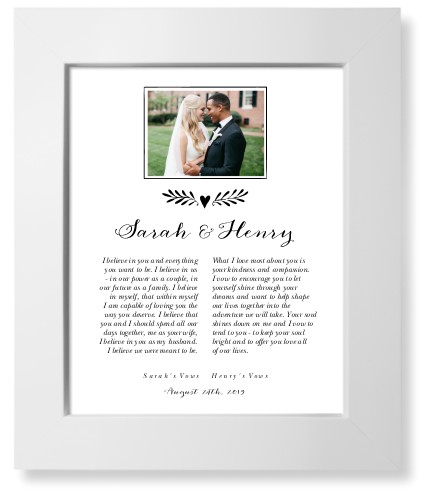 Elegant Wedding Vow Collage Art Print, White, Signature Card Stock, 8x10, Black