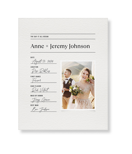 Wedding Journal Entry Art Print, No Frame, Signature Card Stock, 8x10white