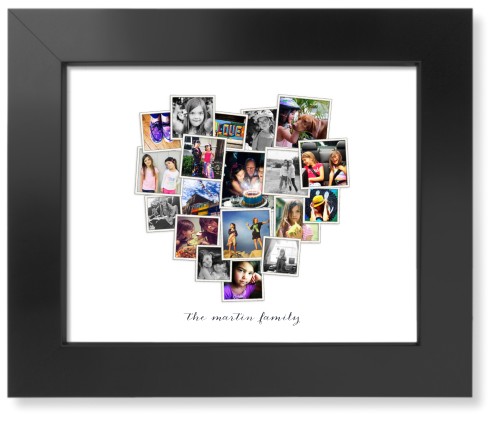 Tilted Heart Collage Art Print, -Black-White-Signature Card Stock-8x10