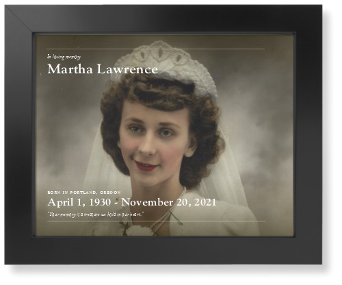 In Memoriam Landscape Art Print, Black, Signature Card Stock, 11x14, White, white