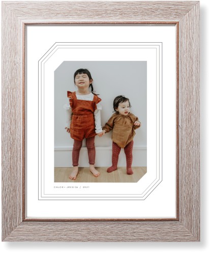 Triple Lines Border Art Print, Rustic, Signature Card Stock, 11x14, Gray, silver