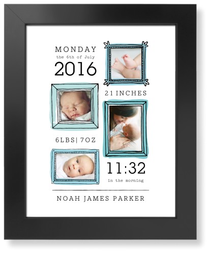 Hand Drawn Frames Art Print, Black, Signature Card Stock, 11x14, Blue