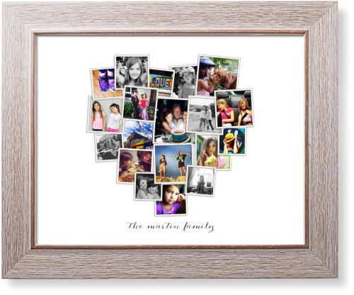 Tilted Heart Collage Art Print, -Rustic-White-Signature Card Stock-11x14