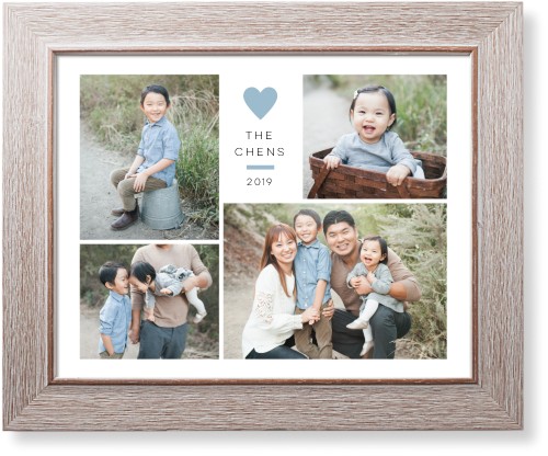 Contemporary Heart Collage Art Print, -Rustic-Blue-Signature Card Stock-11x14