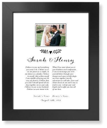 Elegant Wedding Vow Collage Art Print, Black, Black, Signature Card Stock, 11x14