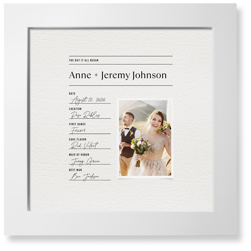Wedding Journal Entry Art Print, White, Signature Card Stock, 12x12, White