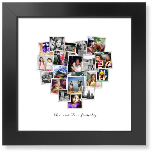 Tilted Heart Collage Art Print, Black, Signature Card Stock, 12x12white