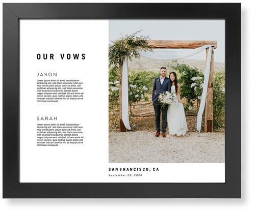 Modern and Minimal Vows Art Print, Black, Signature Card Stock, 16x20, Multicolor