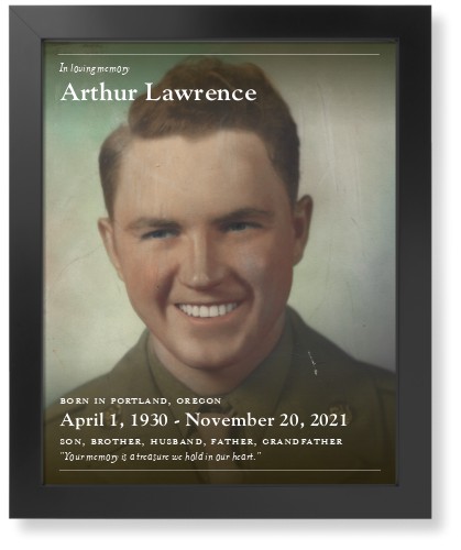 In Memoriam Portrait Art Print, Black, Signature Card Stock, 16x20white