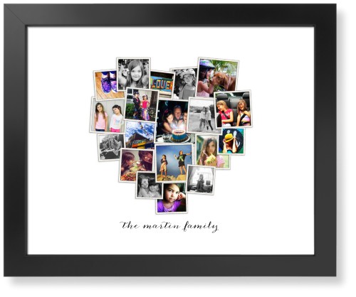 Tilted Heart Collage Art Print, -Black-White-Signature Card Stock-16x20