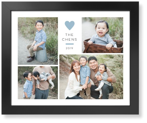 Contemporary Heart Collage Art Print, -Black-Blue-Signature Card Stock-16x20