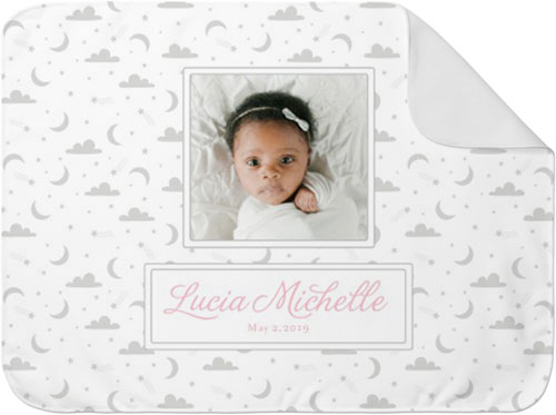 Moon and Stars Night Sky Baby Blanket, -Gray
