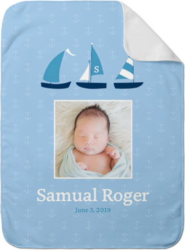 Nautical Sailboats Baby Blanket, -Blue