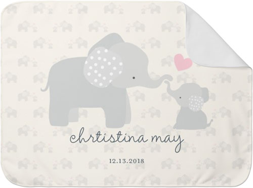 Zoo Elephant Love Baby Blanket, -Beige