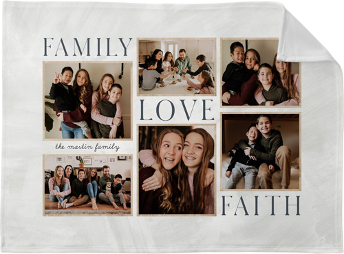 Rustic Family Sentiments Fleece Photo Blanket, Fleece, 30x40, Beige