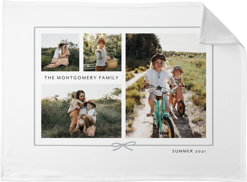 Bow Border Collage Fleece Photo Blanket, Fleece, 30x40, Gray, iron