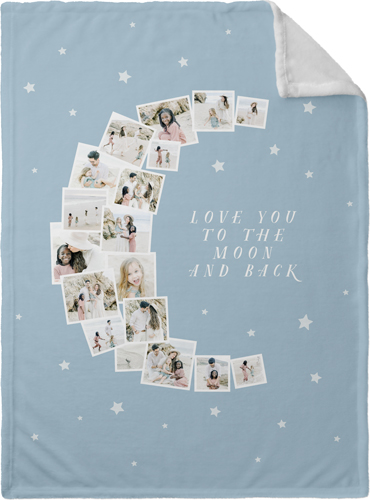 To The Moon Collage Portrait Fleece Photo Blanket, Plush Fleece, 30x40, Blue