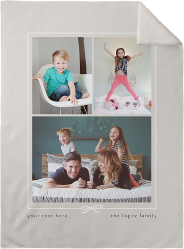 Bow Border Collage Portrait Fleece Photo Blanket, Sherpa, 30x40, Brown, cafe