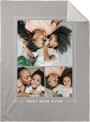 Hand-drawn Whimsy Border Fleece Photo Blanket, Sherpa, 30x40, Gray, stone