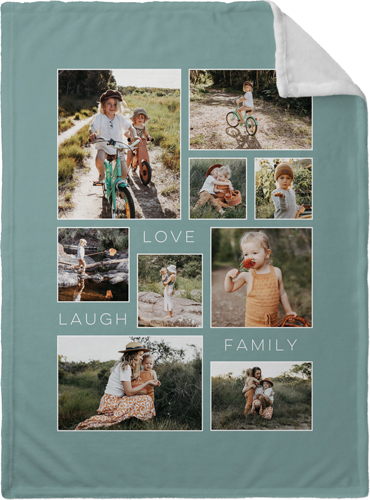 Love And Family Sentiments Fleece Photo Blanket, Plush Fleece, 30x40, Blue