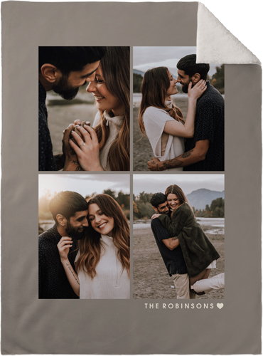 Modern Name Heart Fleece Photo Blanket, Sherpa, 30x40, Beige, wheat
