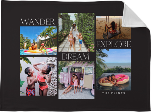 Wander Collage Fleece Photo Blanket, Fleece, 30x40, Gray, charcoal