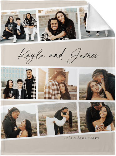 Filmstrip Collage Portrait Fleece Photo Blanket, Fleece, 30x40, Beige, pebble