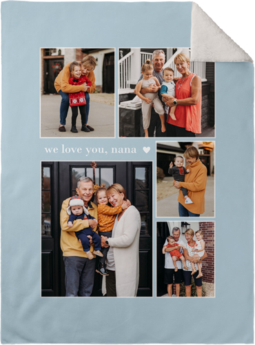 Grandma Heart Frames Fleece Photo Blanket, Sherpa, 30x40, Blue