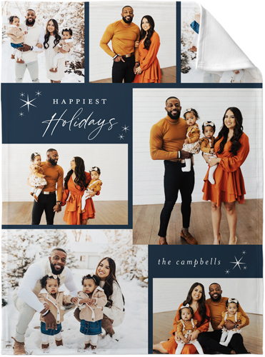 Happy Holidays Deco Fleece Photo Blanket, Fleece, 30x40, Black, silhouette