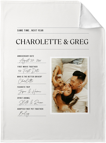 Journal Entry Fleece Photo Blanket, Fleece, 30x40, White, white