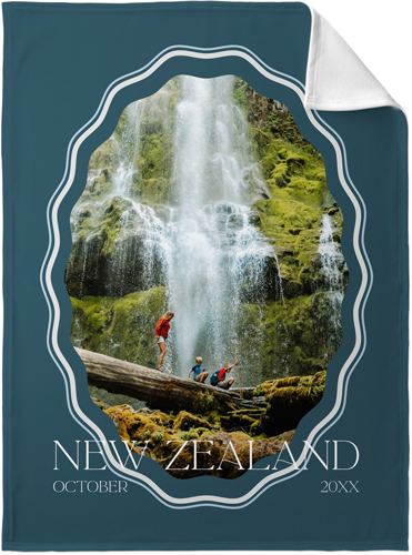 Rippled Border Fleece Photo Blanket, Fleece, 30x40, Blue, park night