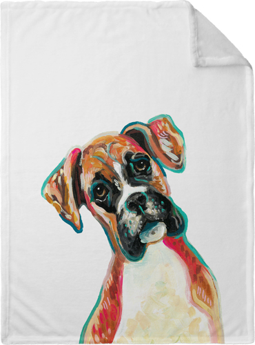 Boxer Custom Text Fleece Photo Blanket, Plush Fleece, 30x40, Multicolor