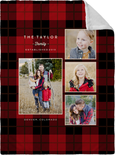 Rustic Plaid Red Fleece Photo Blanket, Plush Fleece, 30x40, Red