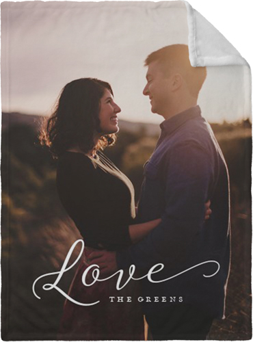 Classic Love Script Portrait Fleece Photo Blanket, Plush Fleece, 30x40, White