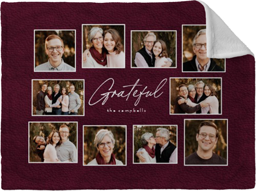 Grateful Collage Fleece Photo Blanket, Plush Fleece, 30x40, Purple