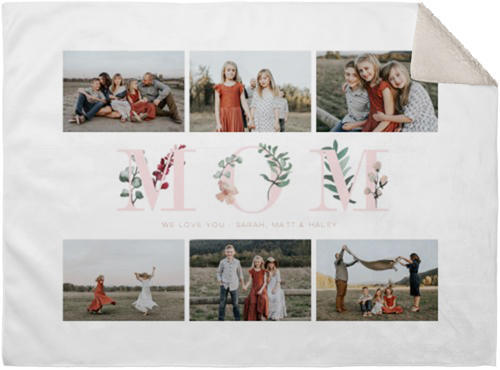 Mom Floral Collage Fleece Photo Blanket, Sherpa, 30x40, Pink