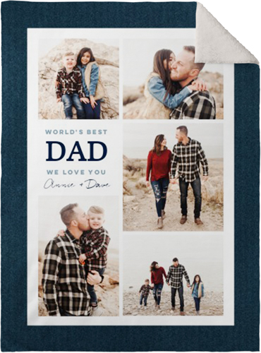 World's Best Dad Denim Fleece Photo Blanket, Sherpa, 30x40, Blue