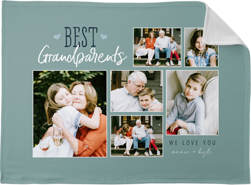 Best Grandparents Fleece Photo Blanket, Fleece, 30x40, Blue