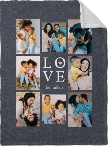 Stacked Love Collage Fleece Photo Blanket, Plush Fleece, 30x40, Black