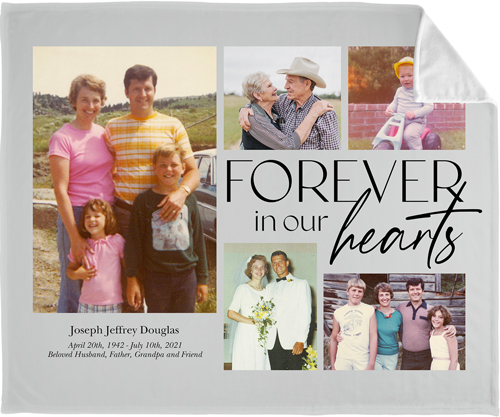 In Our Hearts Memorial Fleece Photo Blanket, Plush Fleece, 50x60, Gray