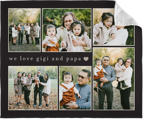 We Heart Modern Collage Fleece Photo Blanket, Fleece, 50x60, Gray, charcoal