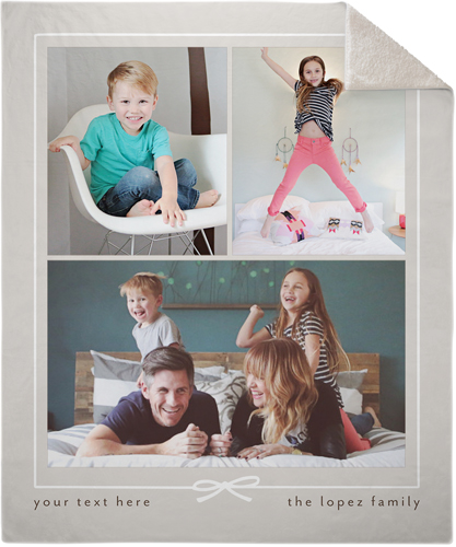 Bow Border Collage Portrait Fleece Photo Blanket, Sherpa, 50x60, Brown, cafe
