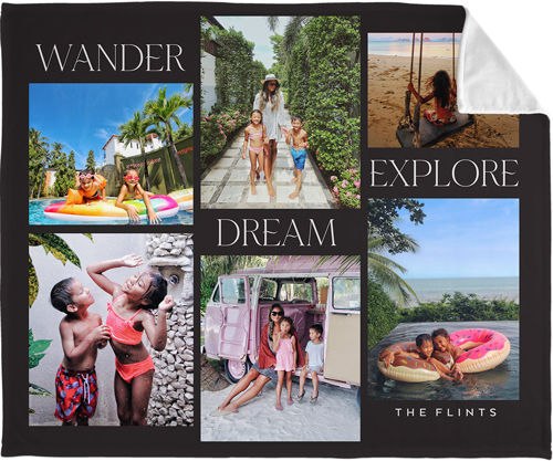 Wander Collage Fleece Photo Blanket, Plush Fleece, 50x60, Gray, charcoal