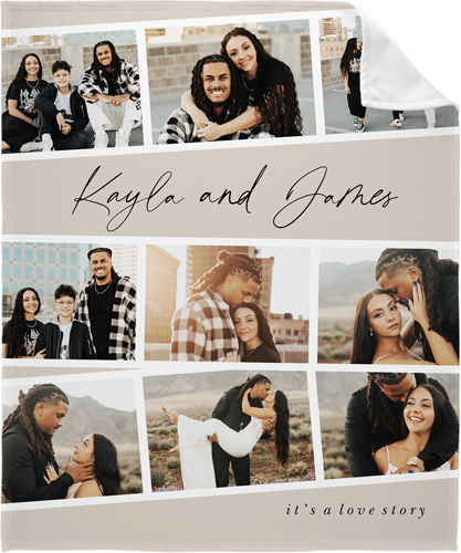 Filmstrip Collage Portrait Fleece Photo Blanket, Fleece, 50x60, Beige, pebble