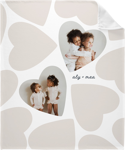 Heart Repeat Fleece Photo Blanket, Fleece, 50x60, Beige, wheat